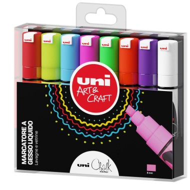 Marker Uni Chalk Scalpello  Set P 8 pz.