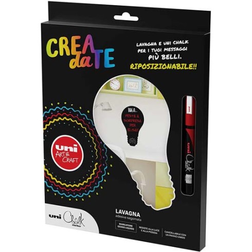 Marker Uni Chalk Media  Kit 1 + Lavagna Lampada