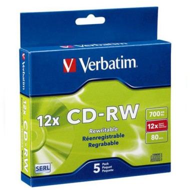 CD-RW 700 MB 80 min. 5 pz. Riscrivibili