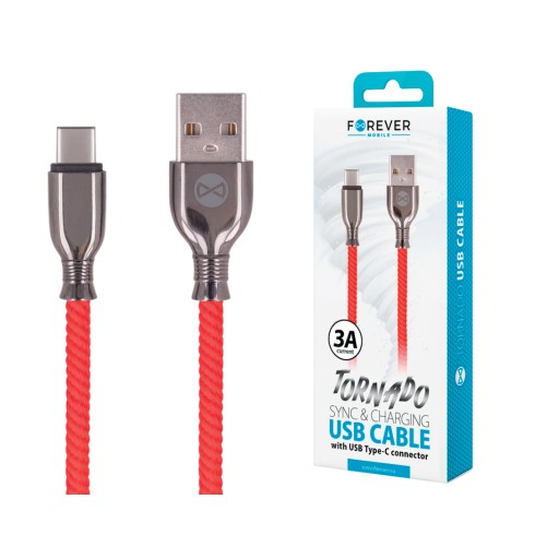 TF Cavo Forever Tornado USB/Type C 1 mt. 3A Rosso