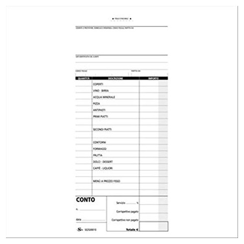 DU Blocco Conto Ristorante 21