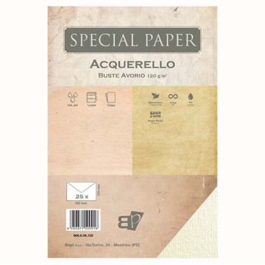 Buste Bapi Acquerello Avorio 12x18 120 gr. 25 pz.