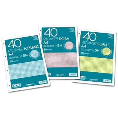 Ricambi 4 fori A4  Color Azzurro 40 ff 4M 30pz.