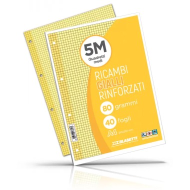 Ricambi 4 fori Rinforzati 80 gr A4 40 f Giallo 5M