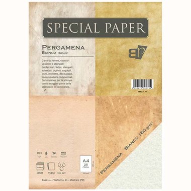 Carta Bapi Pergamena Bianco A4 160 gr. 25 ff