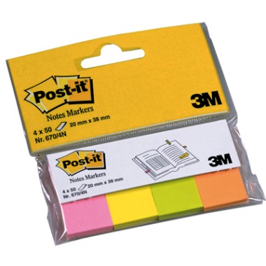 Post-it 3M Index 670 con  4 Colori in carta