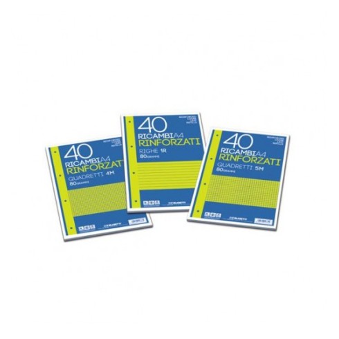 Ricambi 4 fori Rinforzati 80 gr. A4 40 ff  1R