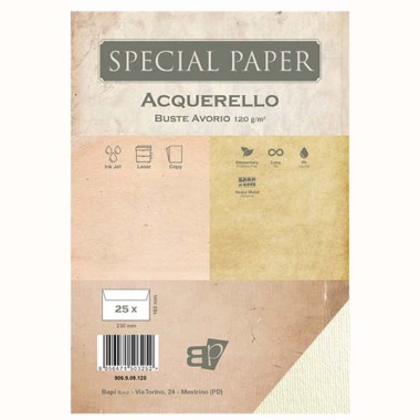 Buste Bapi Acquerello Avorio 16x23 120 gr. 25 pz.