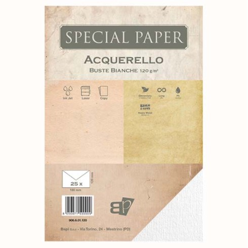 Buste Bapi Acquerello Bianco 12x18 120 gr. 25 pz.