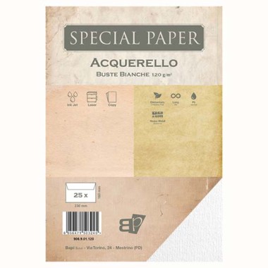 Buste Bapi Acquerello Bianco 16x23 120 gr. 25 pz.