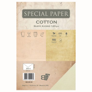 Buste Bapi Cotton Avorio 12x18 120 gr. 25 pz.