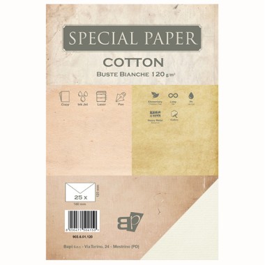 Buste Bapi Cotton Bianco 12x18 120 gr. 25 pz.