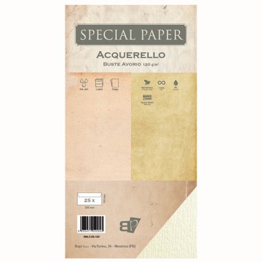 Buste Bapi Acquerello Avorio 11x22 120 gr. 25 pz.