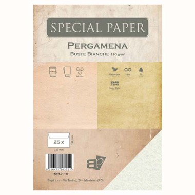 Buste Bapi Pergamena Bianco 16x23 110 gr. 25 pz.