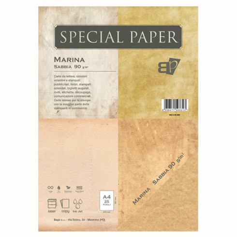 Carta Bapi Marina Sabbia A4 90 gr. 25 ff