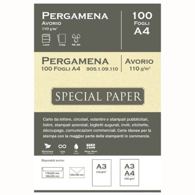 Carta Bapi Pergamena Avorio A4 110 gr. 100 ff