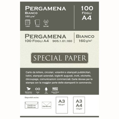 Carta Bapi Pergamena Bianco A4 160 gr. 100 ff