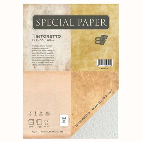 Carta Bapi Tintoretto Bianco A4 140 gr. 25 ff