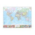 Carte Amministrative Mondo con bandiere  91x70