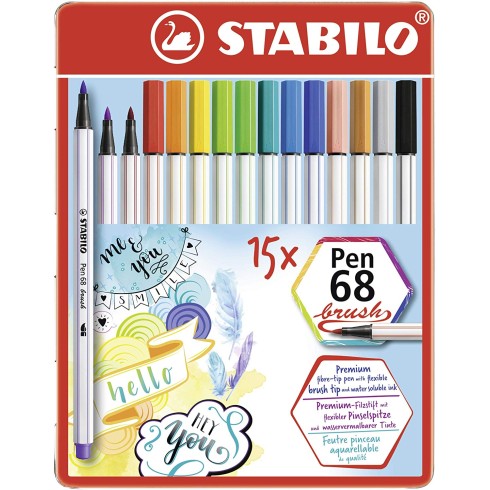 Pennarelli Stabilo Pen 68  Brush 15 colori Metallo