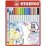 Pennarelli Stabilo Pen 68  Brush 15 colori Metallo