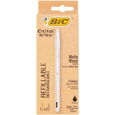 Penne Bic Cristal Re New Argento Nero