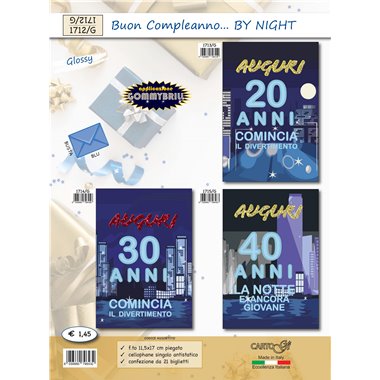 Biglietti CartoGi 24 Compleanno 20-30-40-50-60-70-80 1712/G By night