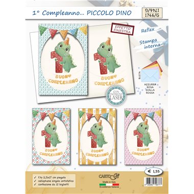 Biglietti CartoGi 24 1° Compleanno 1746/G Piccolo dino