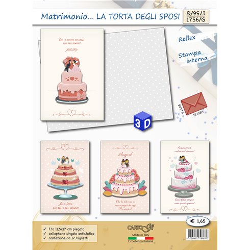 Biglietti CartoGi 24 Matrimonio 1756/G Torta degli sposi 3D