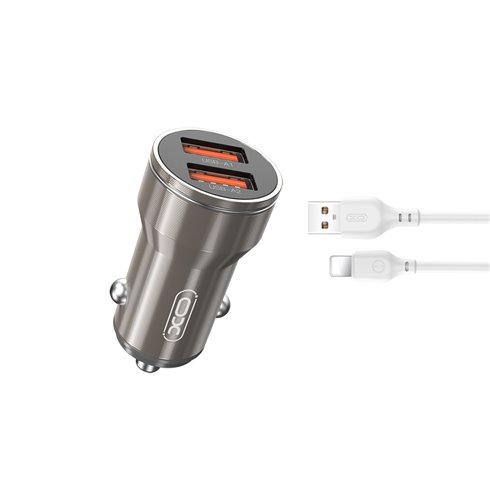 TF Caricatore XO per auto CC48 2 USB 2.4A + Cavo Lightning