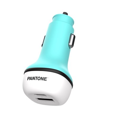 TF Pantone Caricatore auto PT-PDDC05L 38W USB+Type C Celeste