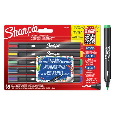 Marker Sharpie Creativi Acrilici a  5 colori Punta Brush