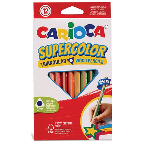 Pastelli Carioca Supercolor Maxi Triang. a 12 pz.