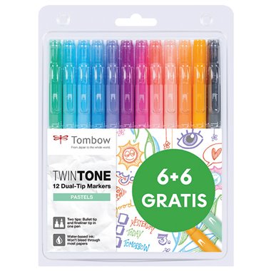 Pennarelli Tombow Twin Tone Pastel PSW-PK-12P-2 a 10