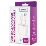 TF Caricatore Setty a muro USB 2.4A + Cavo Lightning