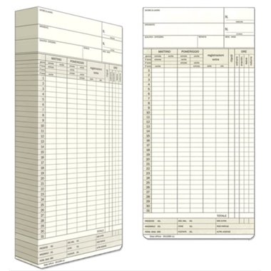 MT Schede Orologio Pres. Mens. 22,5x10,4 100 pz 258000000