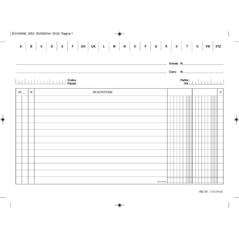MT Schede 2 Colonne con rubrica A-Z 15x21 100 pz 253100000