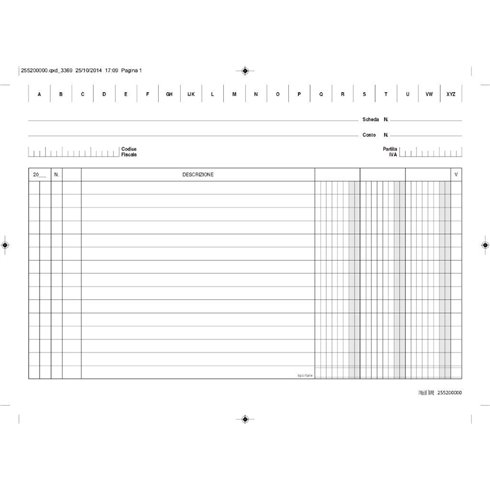 MT Schede 3 Colonne con rubrica A-Z 17x24 100 pz 255200000