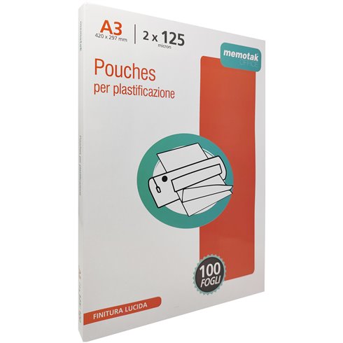 Pouches Memotak 250 mic. A3 100 pz.