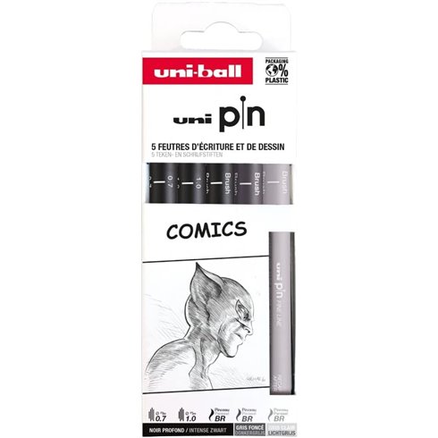 Pennarelli Pigment Uni Pin Set Comics 5 Pz.