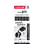 Pennarelli Pigment Uni Pin Set Manga Shonen 5 Pz.