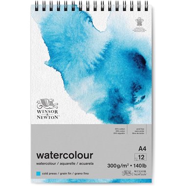 W&N Blocco spirale Watercolor A4 grana fine 300 gr 12 ff