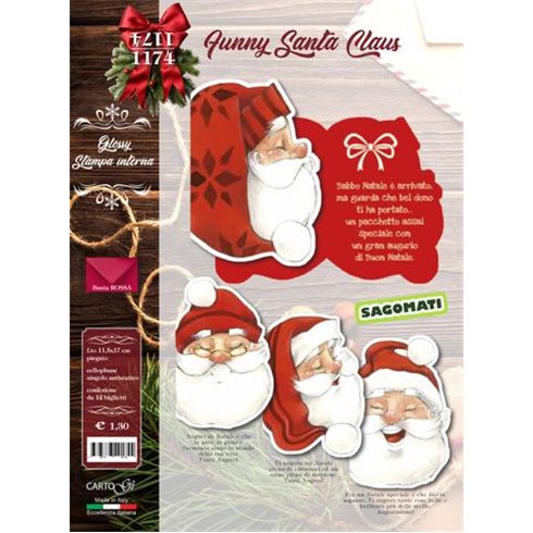 CartoGi Natale 24 Biglietti Funny Santa Claus 1174/G