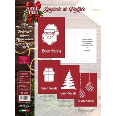 CartoGi Natale 24 Biglietti Simboli di Natale 1620/G