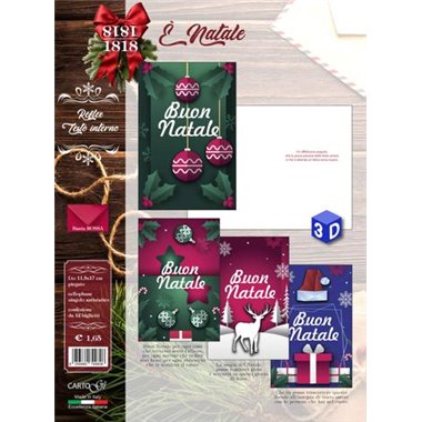 CartoGi Natale 24 Biglietti E' Natale 3D 1818/G