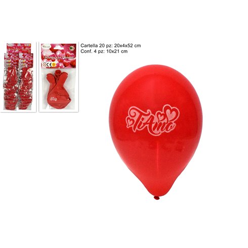SV Cartella Palloncino Rosso Ti Amo in Blister da 4 20 pz.