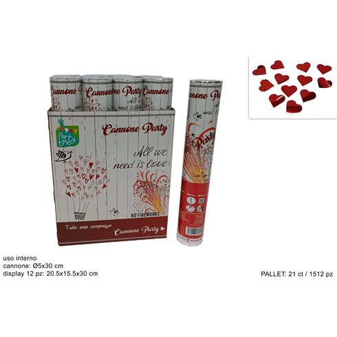 SV Expo Cannone Party Cuori Metallizzati 30 cm.  12 pz.