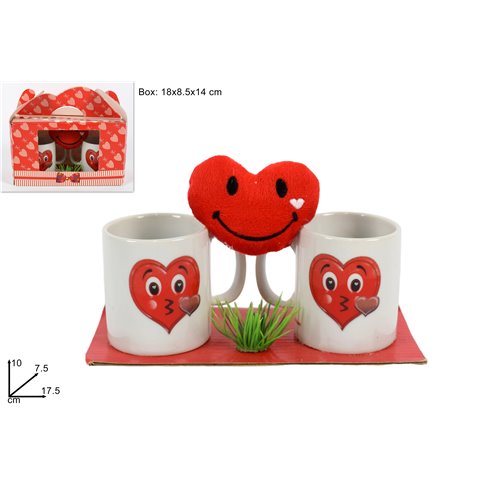 SV Tazzine set 2 pz. c/Cuore peluche in confezione