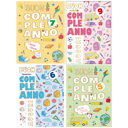 Biglietti Cecami 25 Compleanno Bimbi c/rotella 1-9 Anni FA00197BC/12 12 pz.