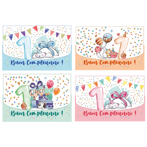 Biglietti Cecami 25 1° Compleanno p/soldi FA00225PS/12 12 pz.